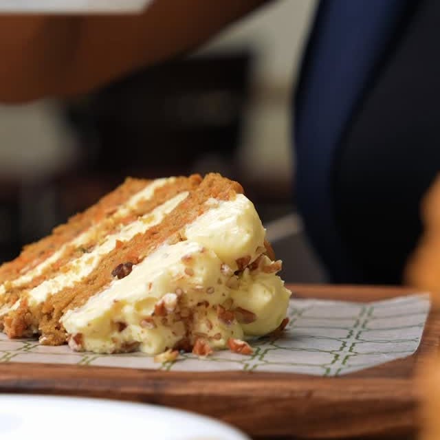 A slice of cake at the counter